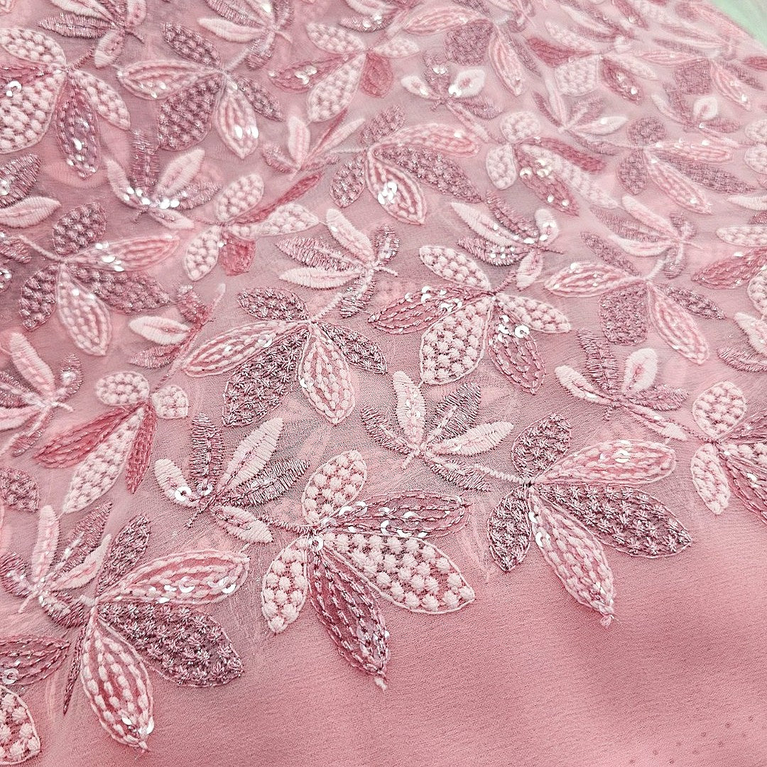 Embroidery Georgette Fabric - EB13310 - Flat fabric