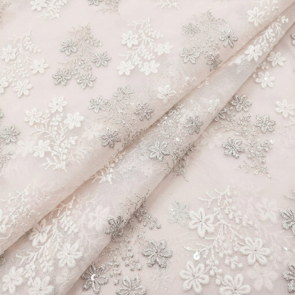 Embroidery Georgette Fabric - EB13312 - folds