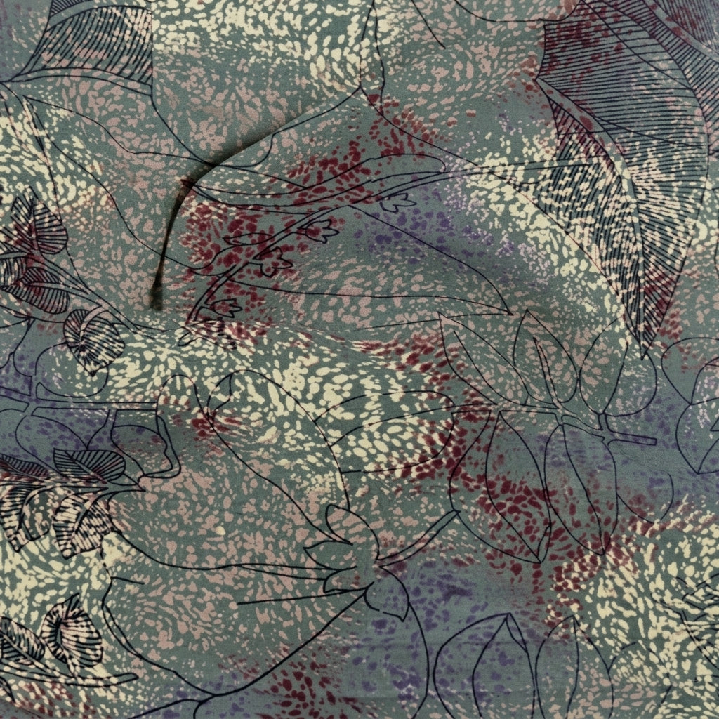 Swirled Floral Green Floral Crepe Fabric