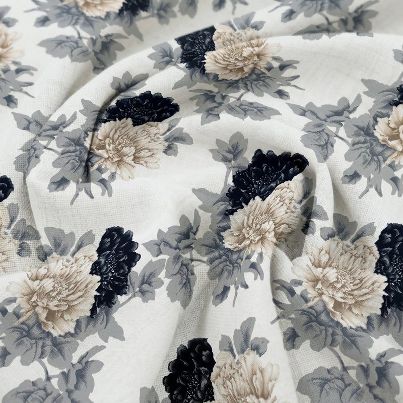 White Floral Crepe Fabric - EB13322 - EB13322 - Swirl