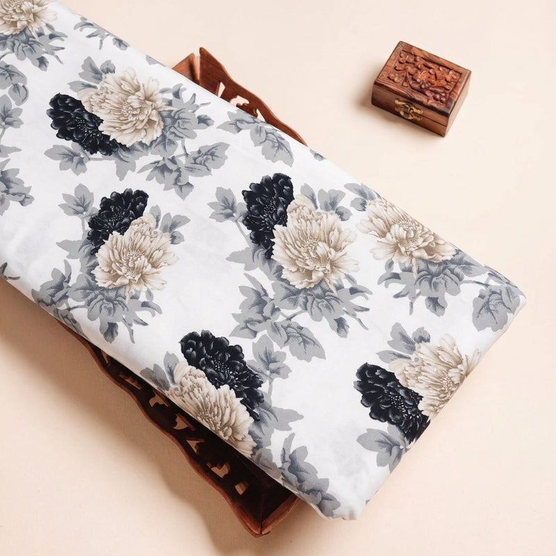 White Floral Crepe Fabric - EB13322 - EB13322 - Tray