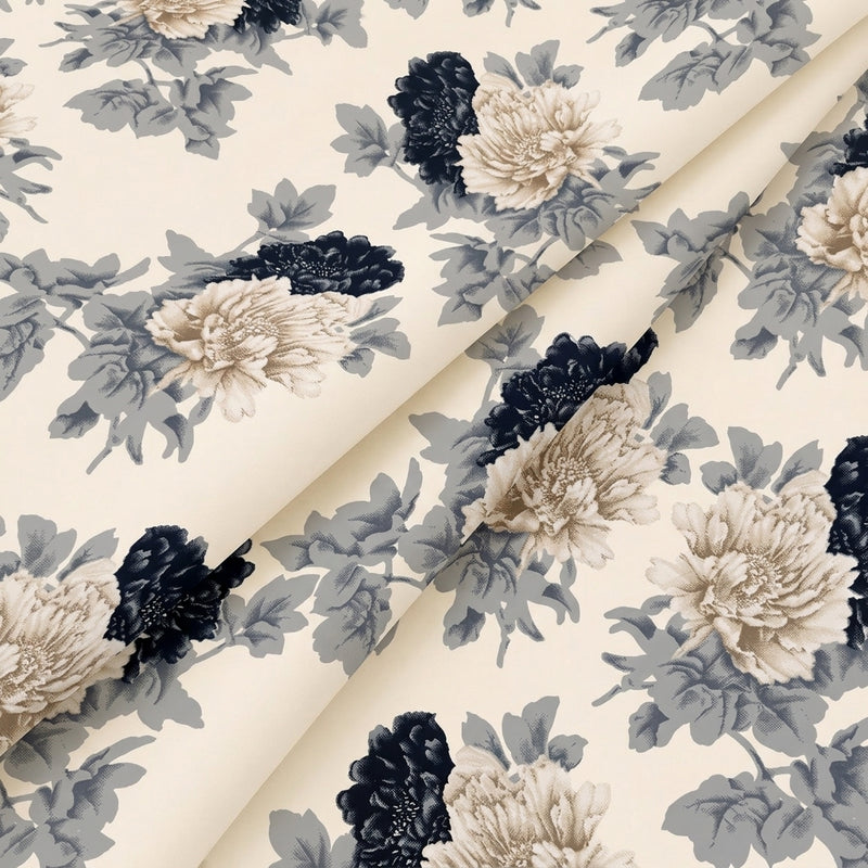 White Floral Crepe Fabric - EB13322 - EB13322 - Folds