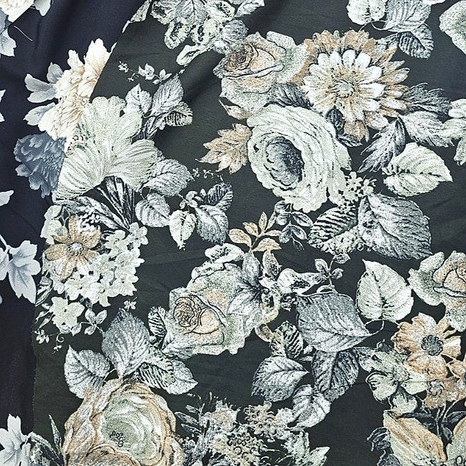 Floral Crepe Fabric - EB13326 - Flat Fabric