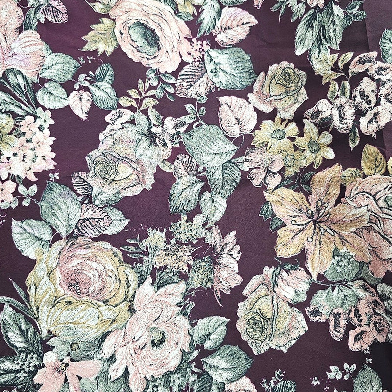 Floral Crepe Fabric - EB13328 - Flat Fabric