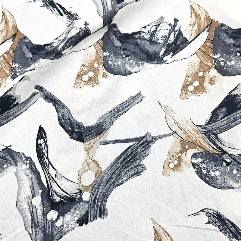 White Floral Crepe Fabric - EB13329 - EB13329 - Flat Fabric
