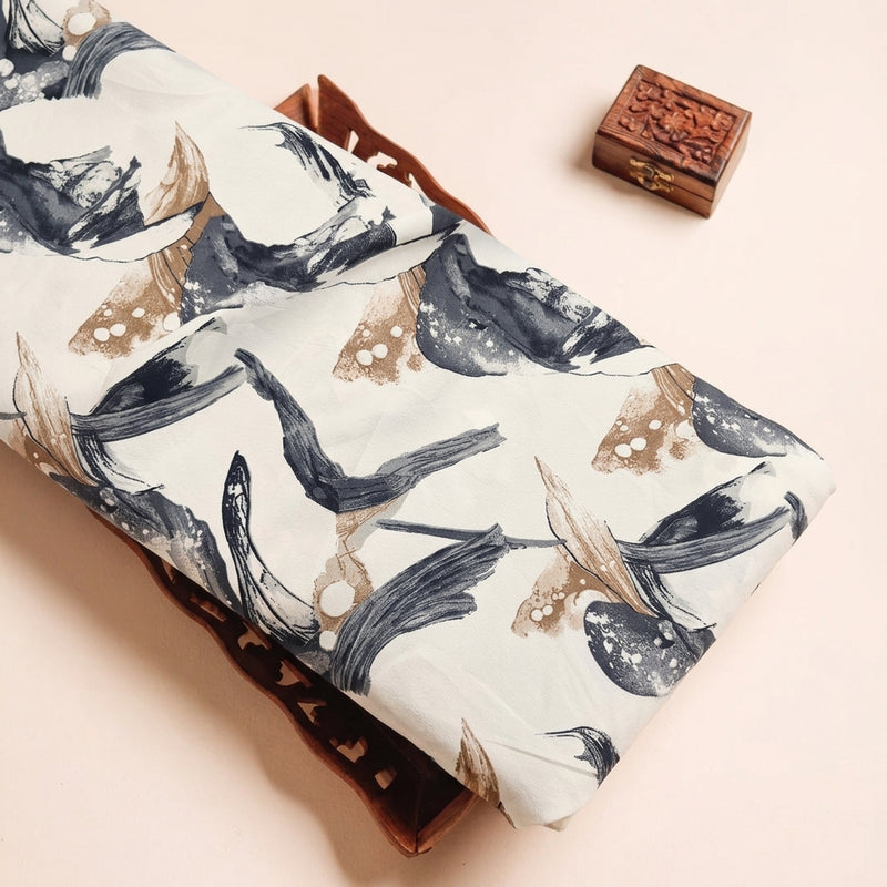 White Floral Crepe Fabric - EB13329 - EB13329 - Tray
