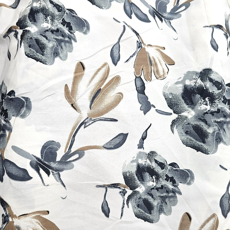 White Floral Crepe Fabric - EB13333 - EB13333 - Flat Fabric