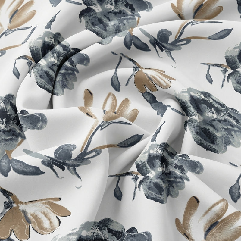 White Floral Crepe Fabric - EB13333 - EB13333 - Swirl