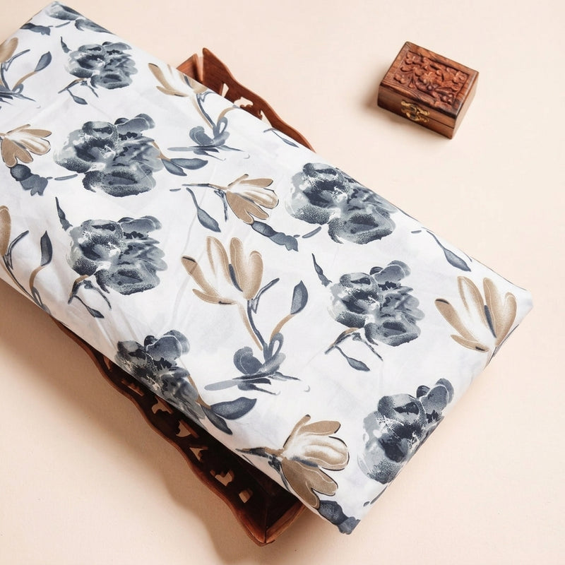 White Floral Crepe Fabric - EB13333 - EB13333 - Tray
