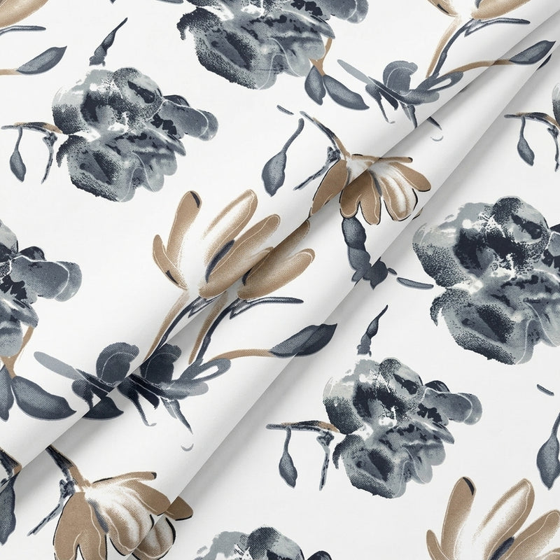 White Floral Crepe Fabric - EB13333 - EB13333 - Folds
