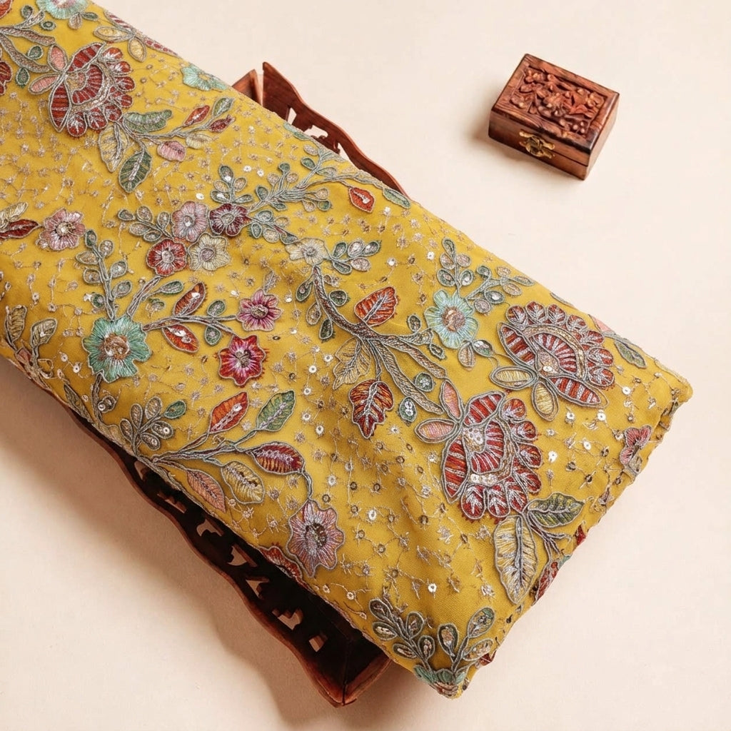 Embroidery Georgette Fabric - EB13338 - tray_3