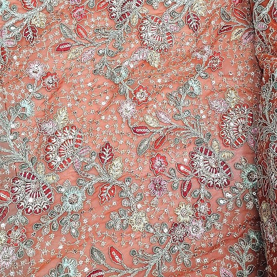 Embroidery Georgette Fabric - EB13339 - Flat fabric