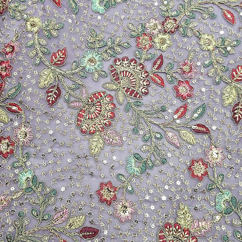 Embroidery Georgette Fabric - EB13342 - Flat fabric