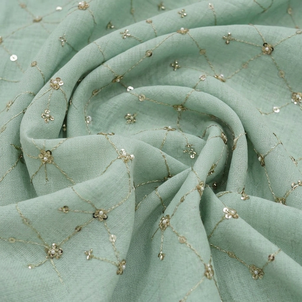 Embroidery Crepe Fabric - EB13358 - Swirl