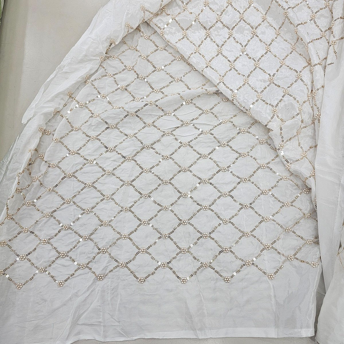 Embroidery Crepe Fabric - EB13360 - Flat fabric