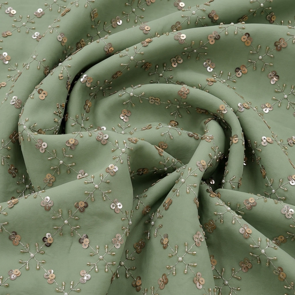Embroidery Crepe Fabric - EB13369 - Swirl
