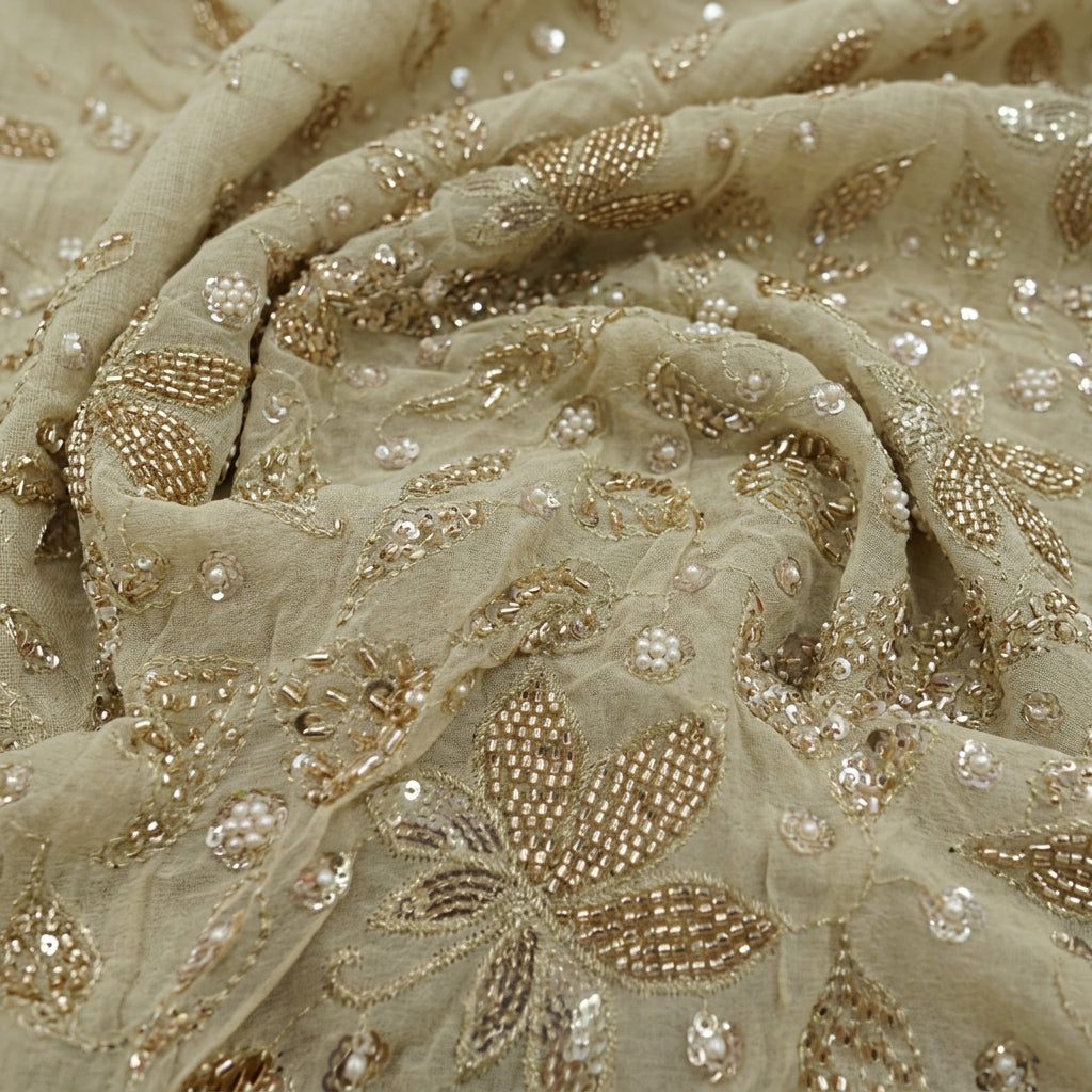 Embroidery Georgette Fabric - EB13371 - Swirl