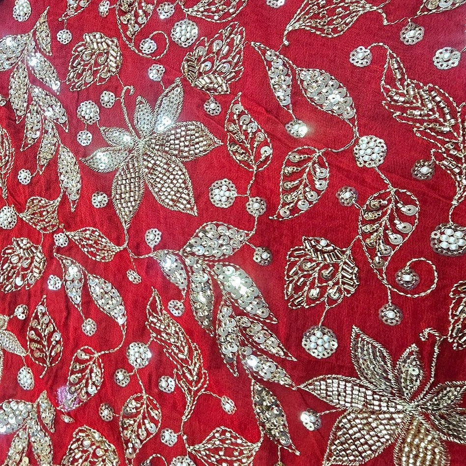 Embroidery Georgette Fabric - EB13372 - Flat fabric