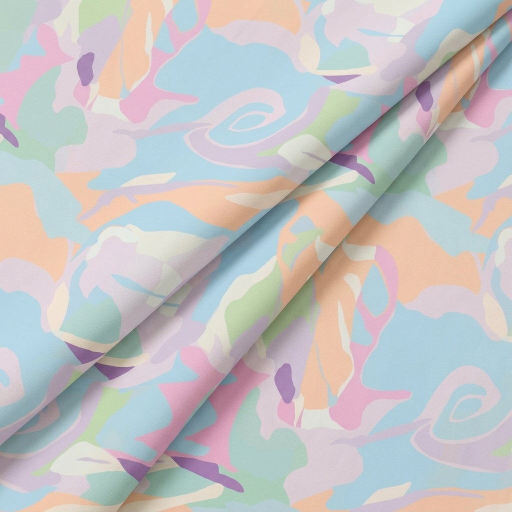 Folded Abstract Light Blue Abstract Crepe Fabric