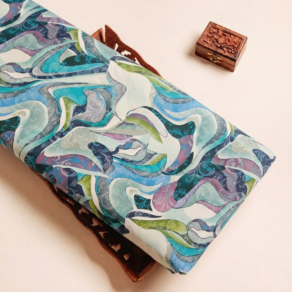 Folded Cream Abstract Crepe Fabric Highlighting and Texture
