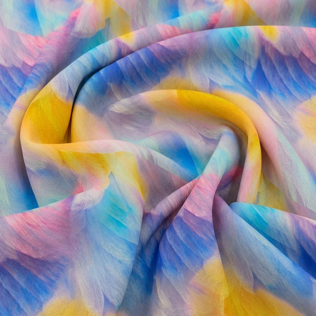 Swirled Abstract Violet Abstract Crepe Fabric