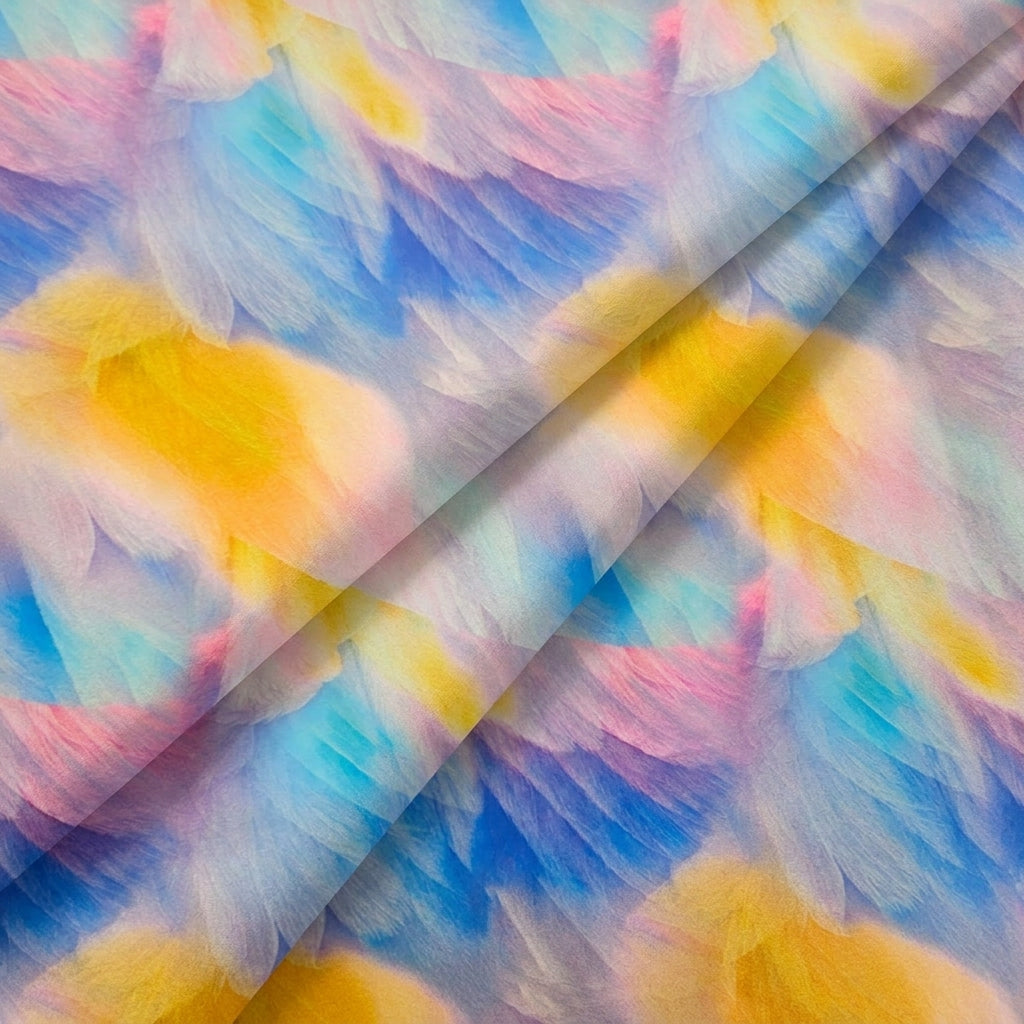 Folded Abstract Violet Abstract Crepe Fabric
