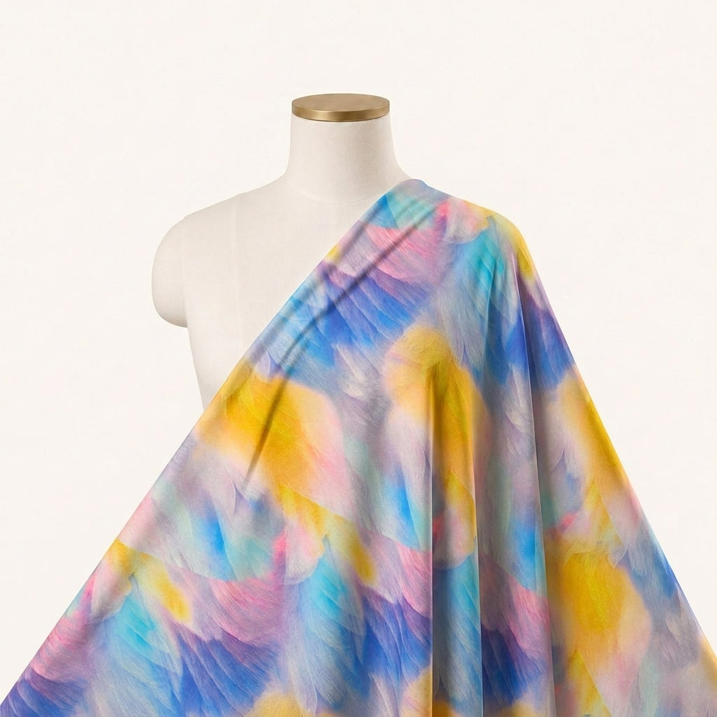 Abstract Violet Abstract Crepe Fabric Draped as a saree