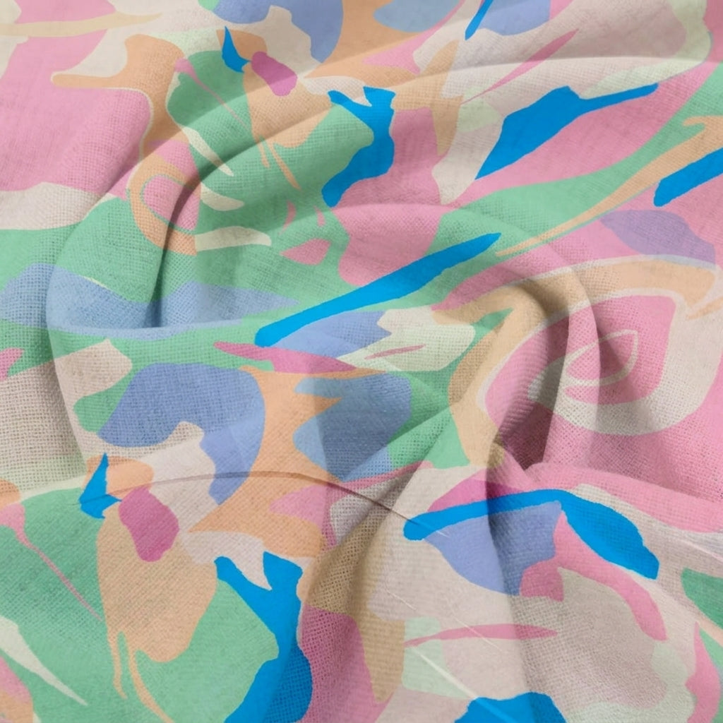 Swirled Abstract Light Pink Abstract Crepe Fabric