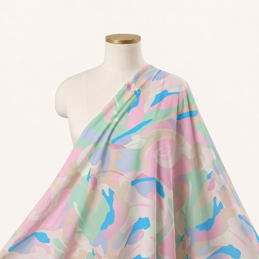 Abstract Light Pink Abstract Crepe Fabric Draped as a saree