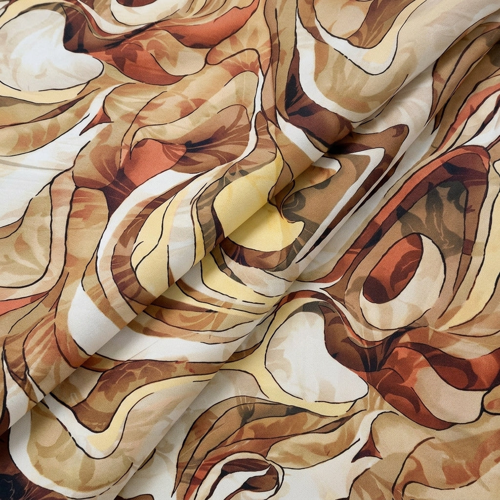Folded Abstract Yellow Abstract Crepe Fabric