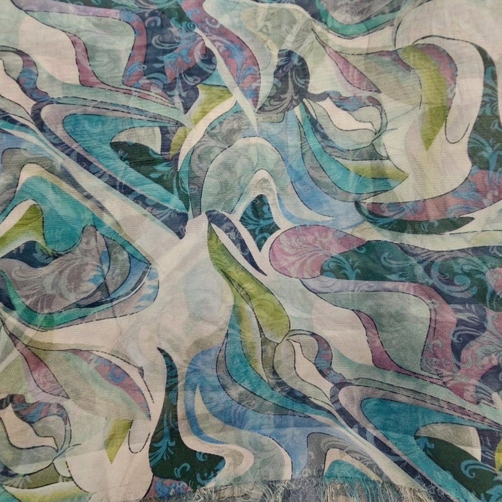 Folded Abstract Cream Abstract Organza Fabric