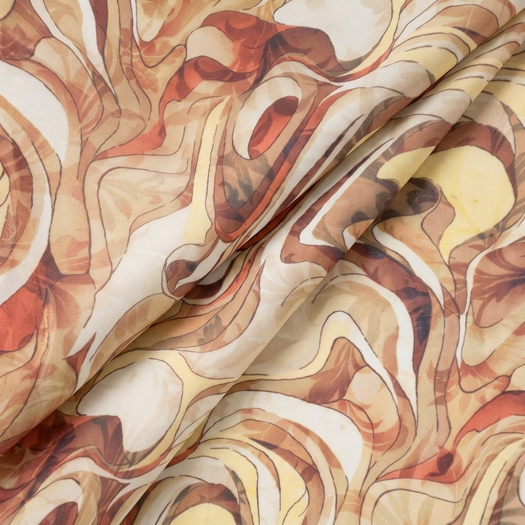 Folded Abstract Yellow Abstract Organza Fabric