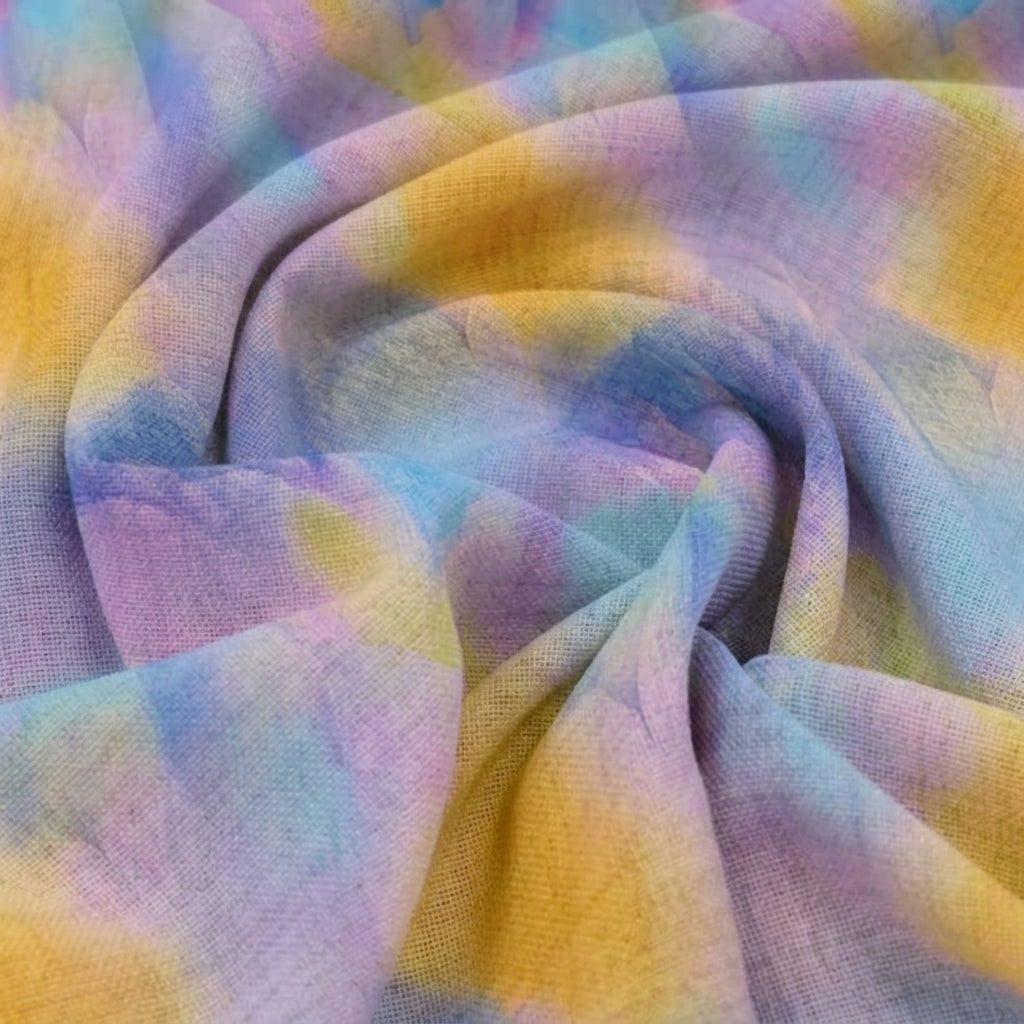 Swirled Abstract Violet Abstract Organza Fabric