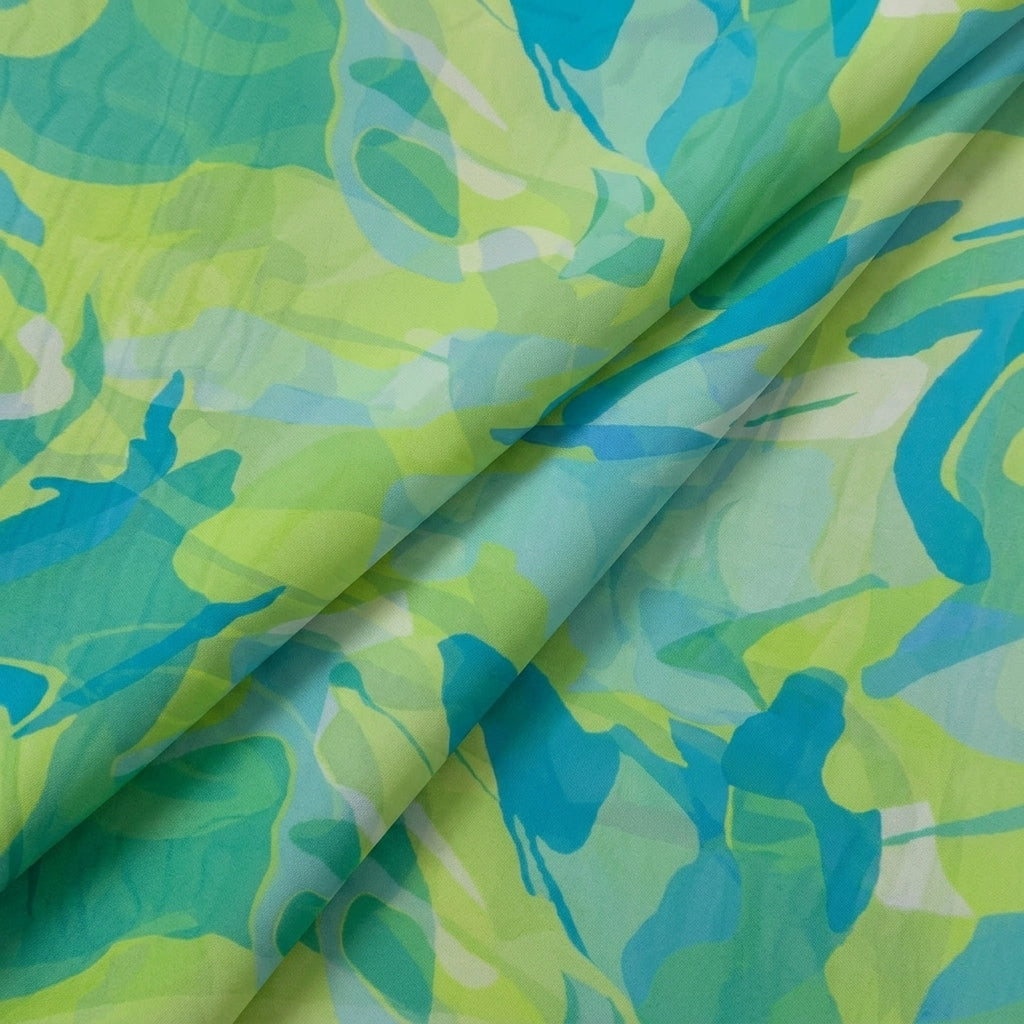 Folded Abstract Green Abstract Organza Fabric
