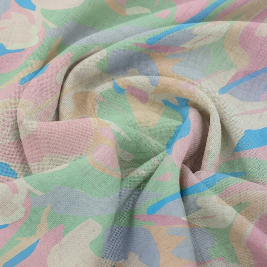 Swirled Abstract Pink Abstract Organza Fabric
