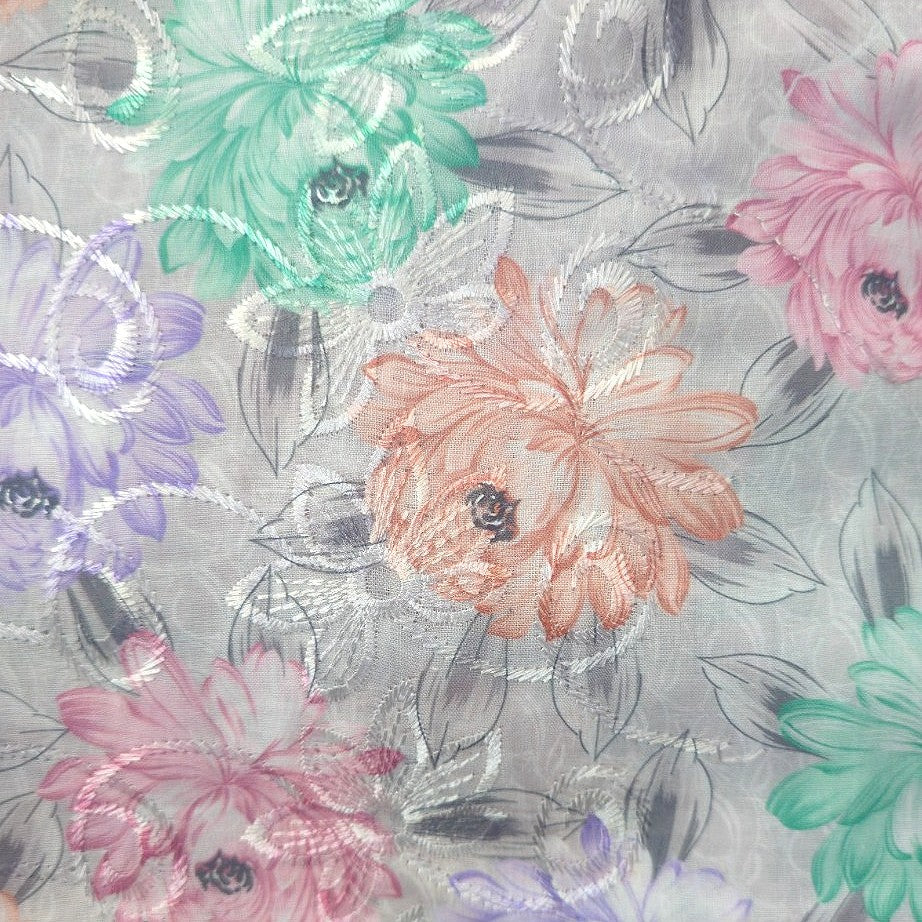 Embroidery Cotton Fabric - EB13425 - Flat fabric