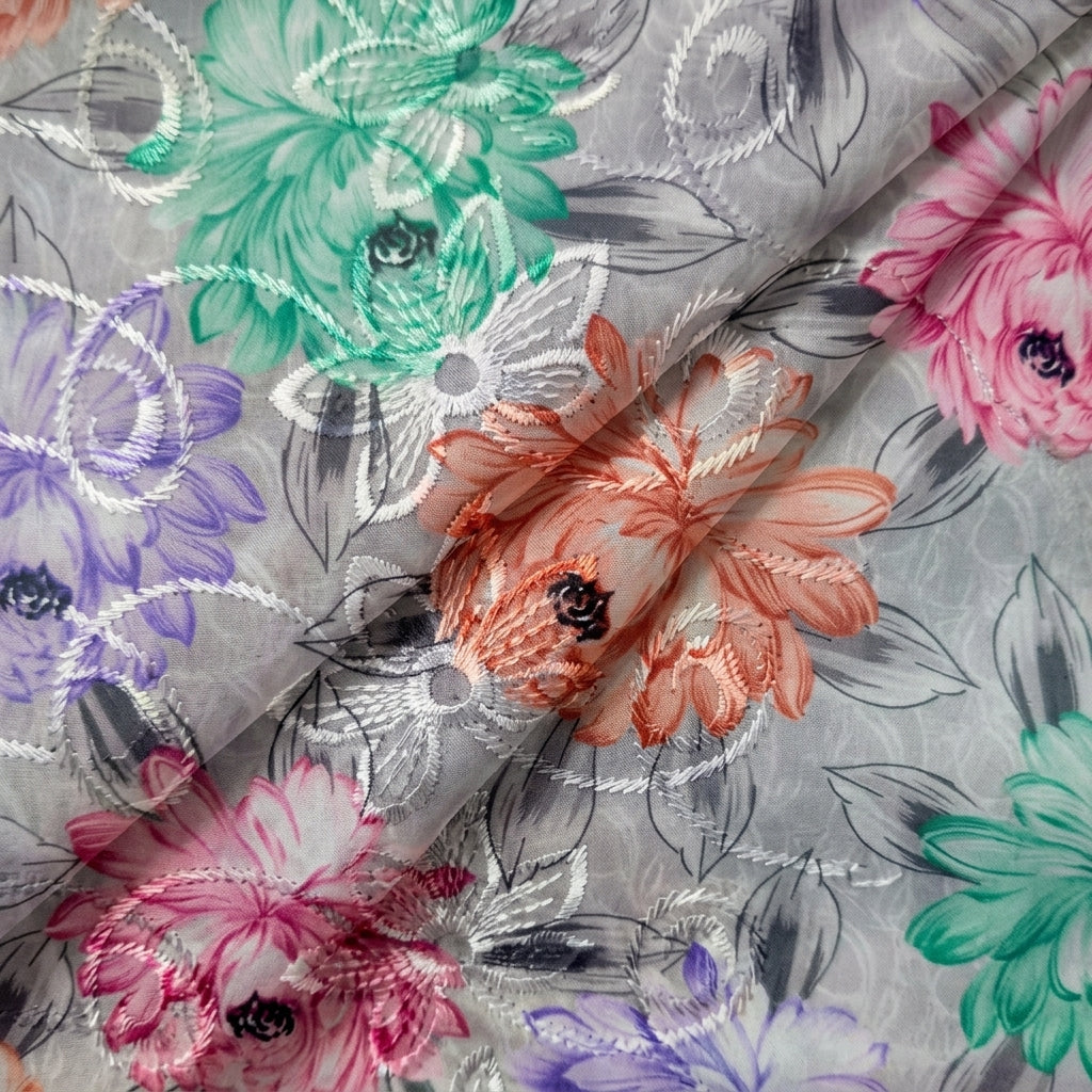 Embroidery Cotton Fabric - EB13425 - folds