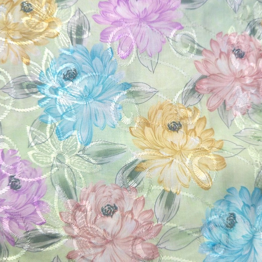 Embroidery Cotton Fabric - EB13427 - Flat fabric