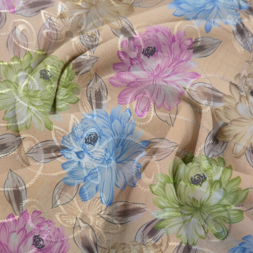Swirled Embroidery Sandal Embroidery Cotton Fabric