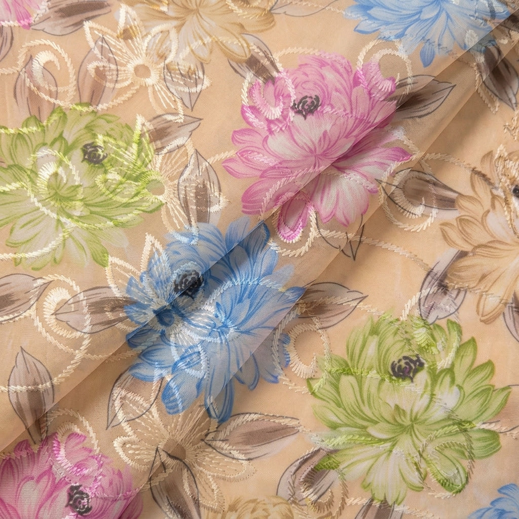 Folded Embroidery Sandal Embroidery Cotton Fabric