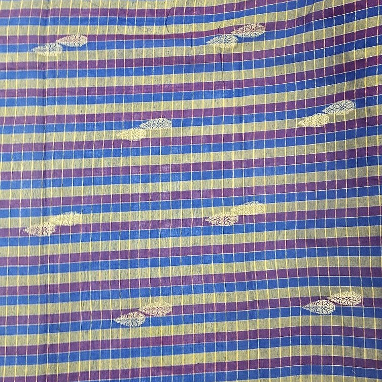 Checked Chanderi Fabric - EB13438 - Flat fabric