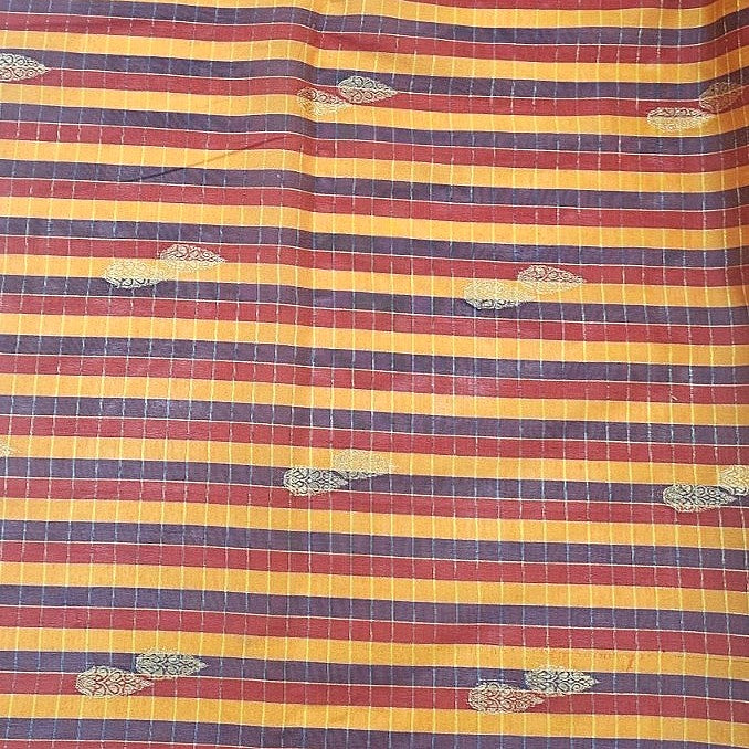 Checked Chanderi Fabric - EB13439 - Flat fabric
