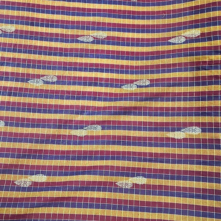 Checked Chanderi Fabric - EB13440 - Flat fabric