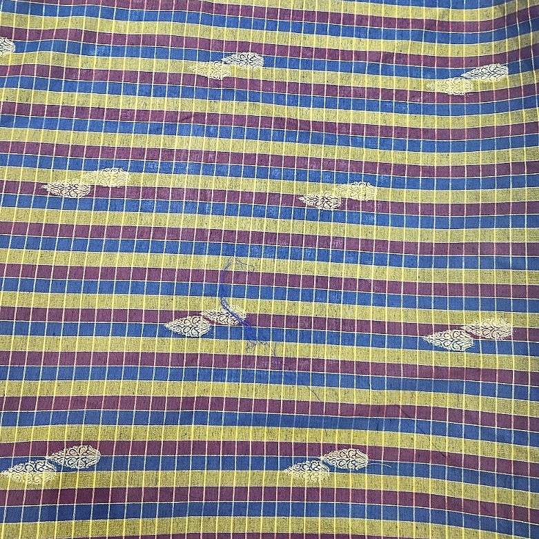 Checked Chanderi Fabric - EB13441 - Flat fabric