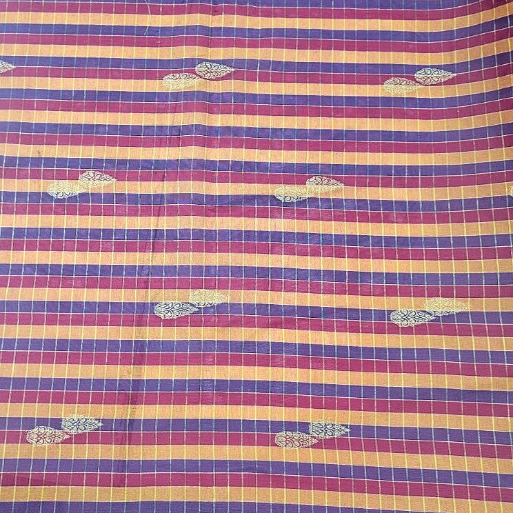 Checked Chanderi Fabric - EB13444 - Flat fabric