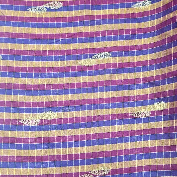 Checked Chanderi Fabric - EB13445 - Flat fabric