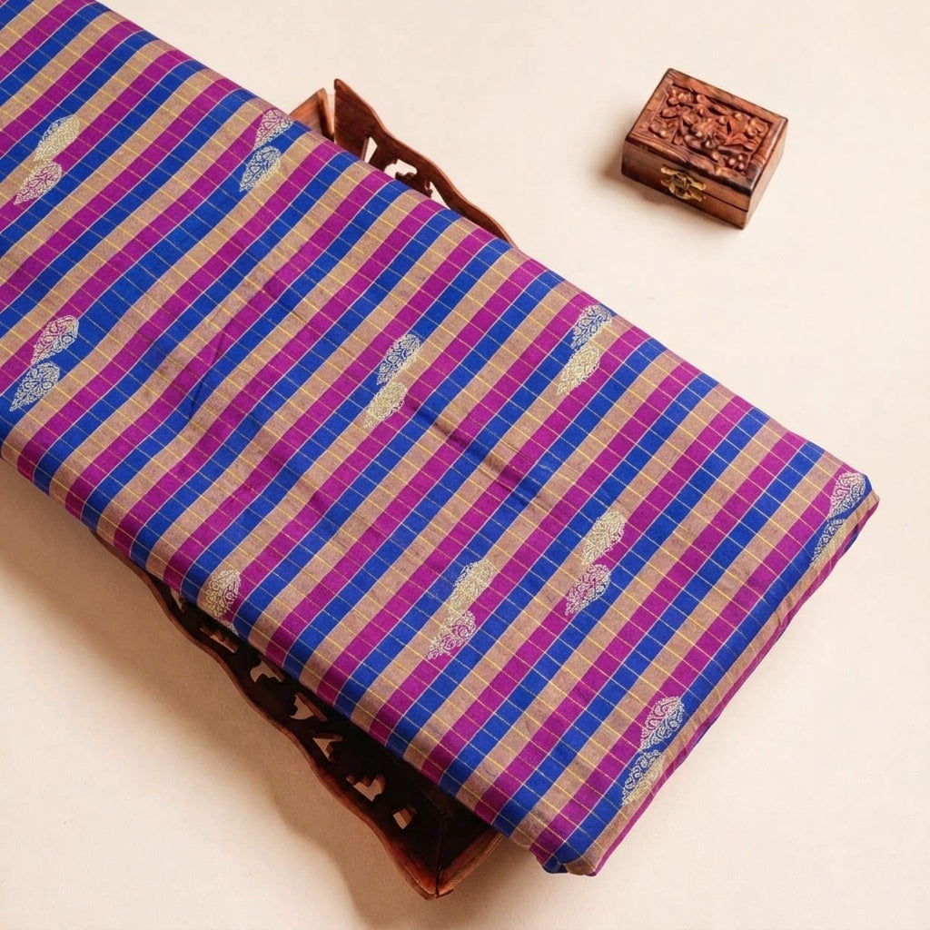 Checked Chanderi Fabric - EB13445 - tray_3
