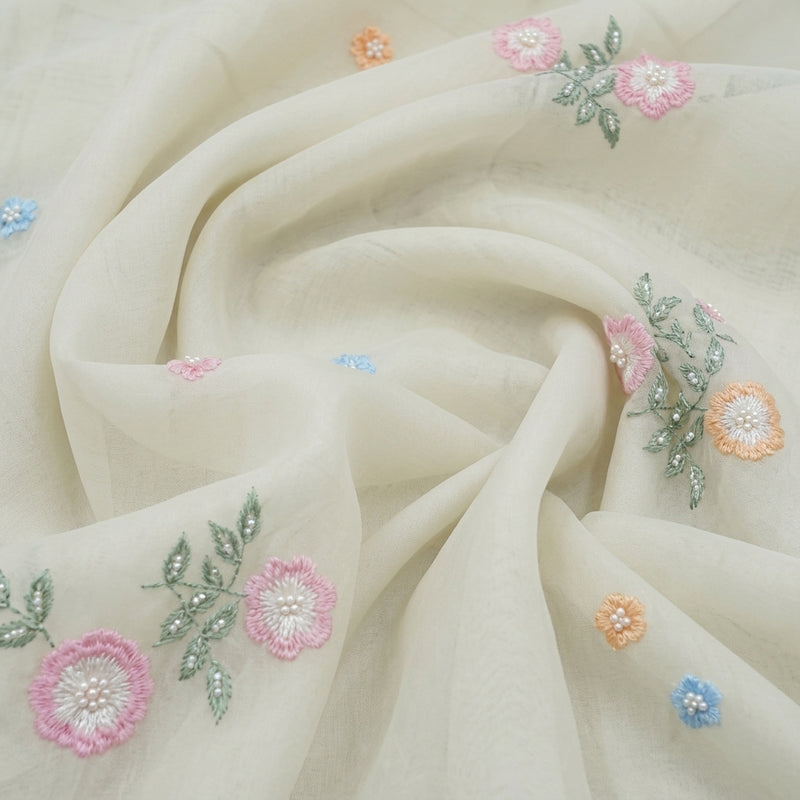 Embroidery Crepe Fabric - EB13446 - Swirl
