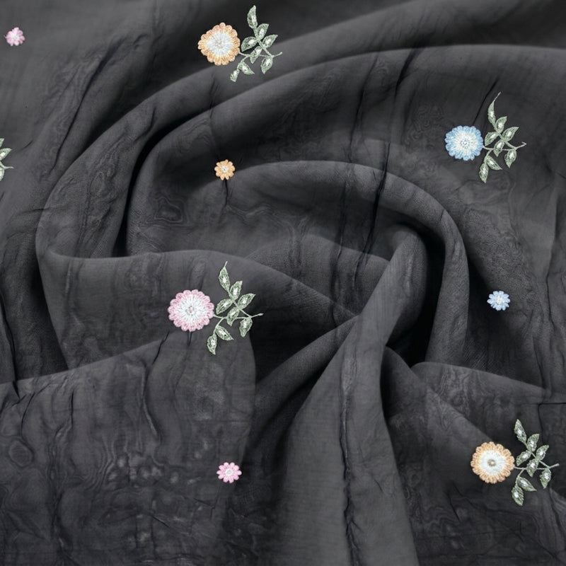 Embroidery Crepe Fabric - EB13448 - Swirl