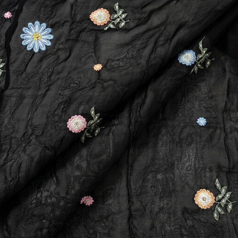 Embroidery Crepe Fabric - EB13448 - Folds
